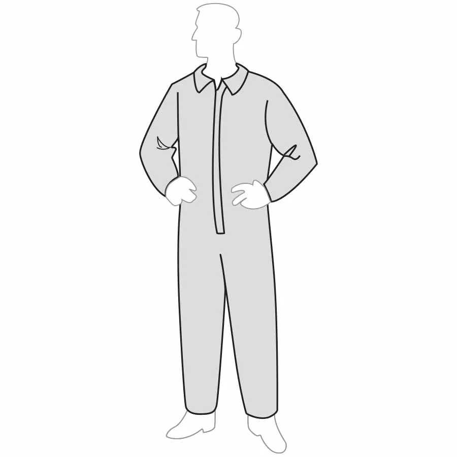PermaGard Dispoable Coverall with Collar & Zipper Front, Open Wrists and Ankles, 18120 (Case of 25 Suits)