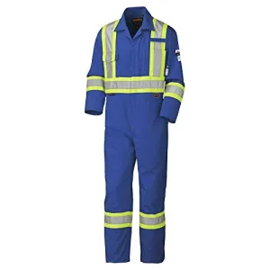 Pioneer CSA Action Back Flame Resistant ARC 2 Work Coverall, Hi Vis 100% Cotton, Elastic Waist