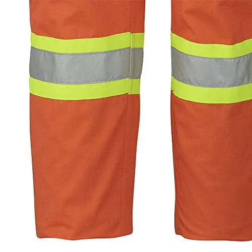 Pioneer CSA Action Back Flame Resistant ARC 2 Work Coverall, Hi Vis 100% Cotton, Elastic Waist