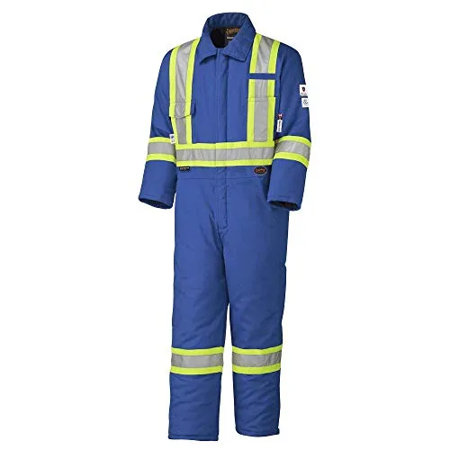 Pioneer Winter CSA Flame Resistant Hi Vis Insulated Work Coverall, Easy Boot Access & Action Back