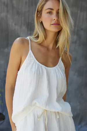 PLAYA tank top in lightweight gauze - white