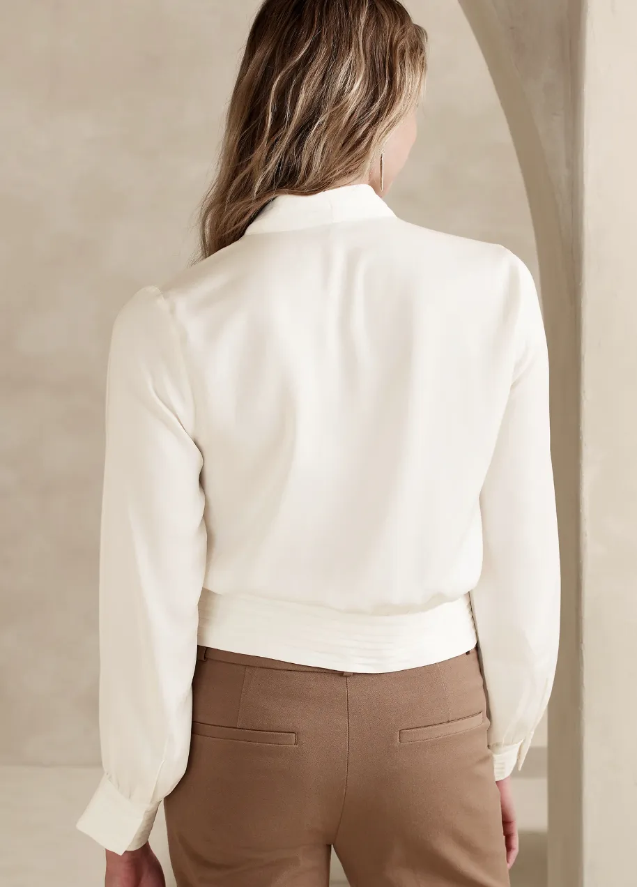 Pleated Wrap Blouse
