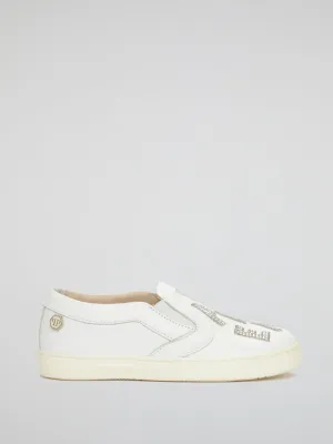 Plein Patch White Slip-On Sneakers (Kids)