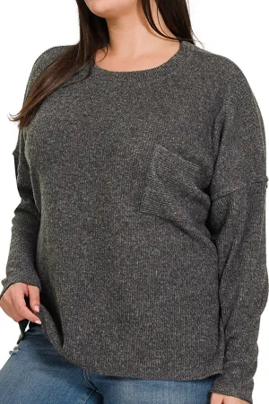 Plus Size Fireside Fab Black Ribbed Hacci Sweater