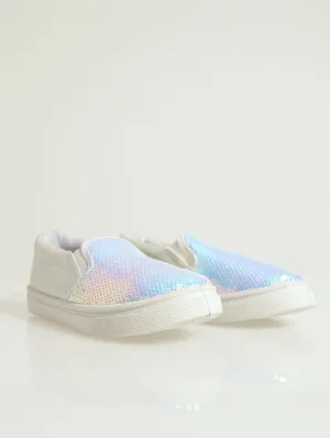 Pre-Girls Sequin Slip On Sneaker - White