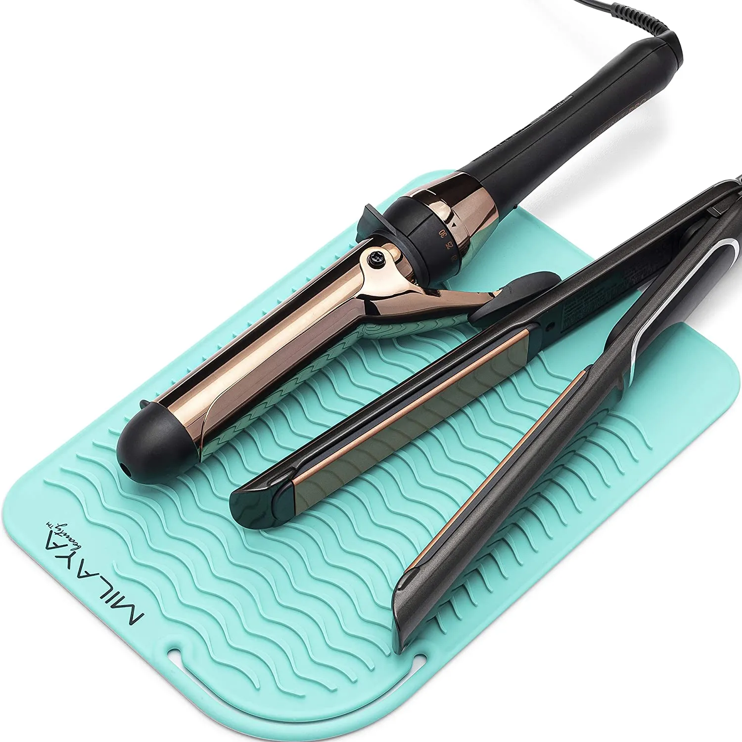 Professional Large Silicone Heat Resistant Styling Station Mat for All Hair Irons, Curling Iron, Straightener Pad, Iron Flat Hair, Hair Tools Appliances Hair Dryer Salon Tools Hair Stylist - Rose Gold