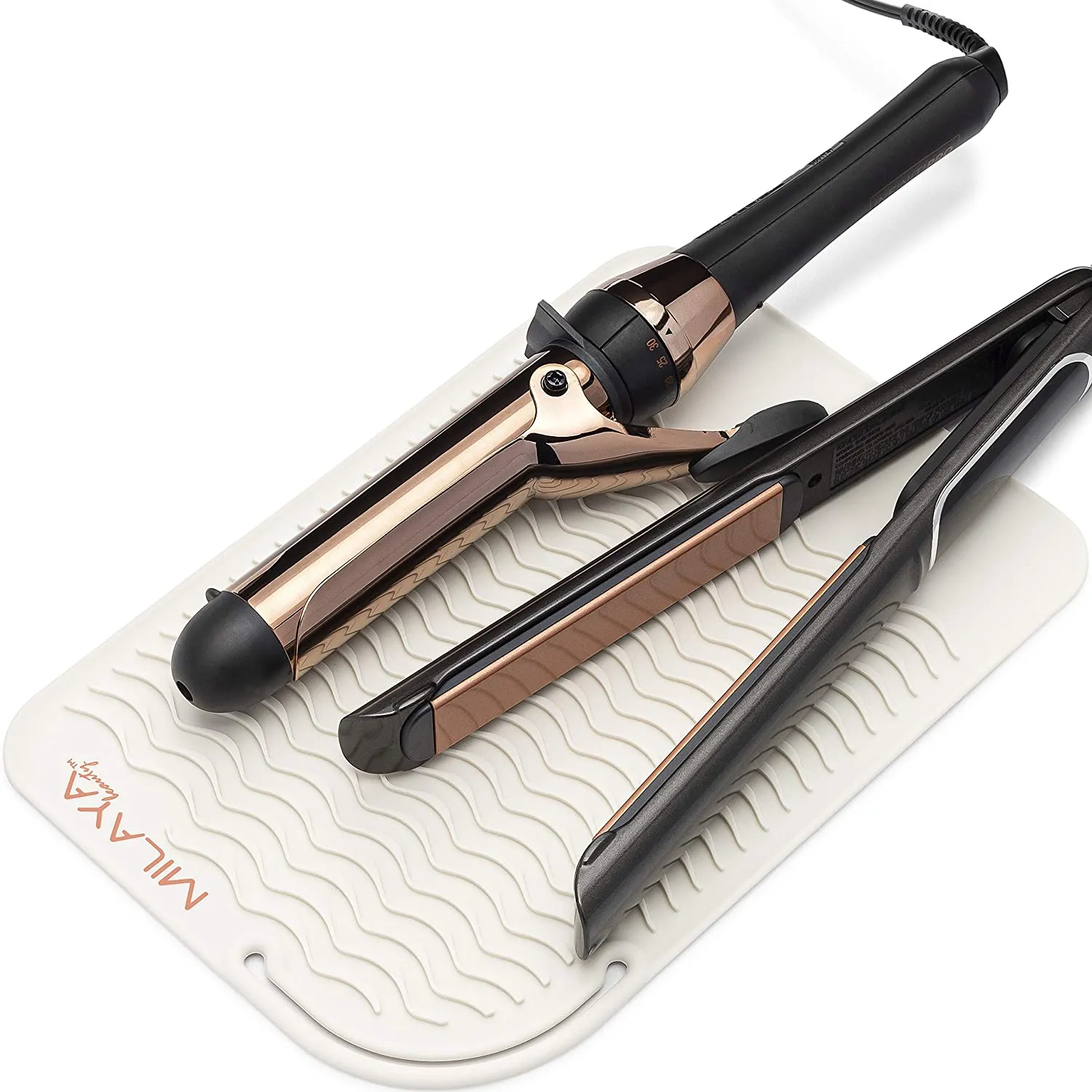 Professional Large Silicone Heat Resistant Styling Station Mat for All Hair Irons, Curling Iron, Straightener Pad, Iron Flat Hair, Hair Tools Appliances Hair Dryer Salon Tools Hair Stylist - Rose Gold
