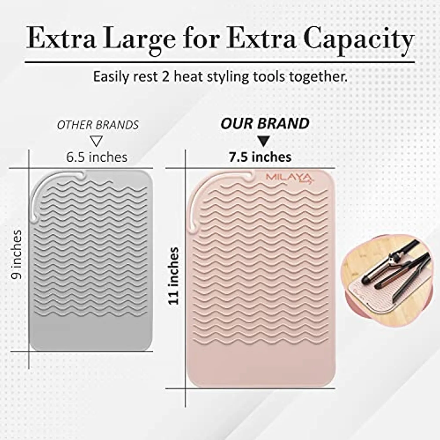 Professional Large Silicone Heat Resistant Styling Station Mat for All Hair Irons, Curling Iron, Straightener Pad, Iron Flat Hair, Hair Tools Appliances Hair Dryer Salon Tools Hair Stylist - Rose Gold