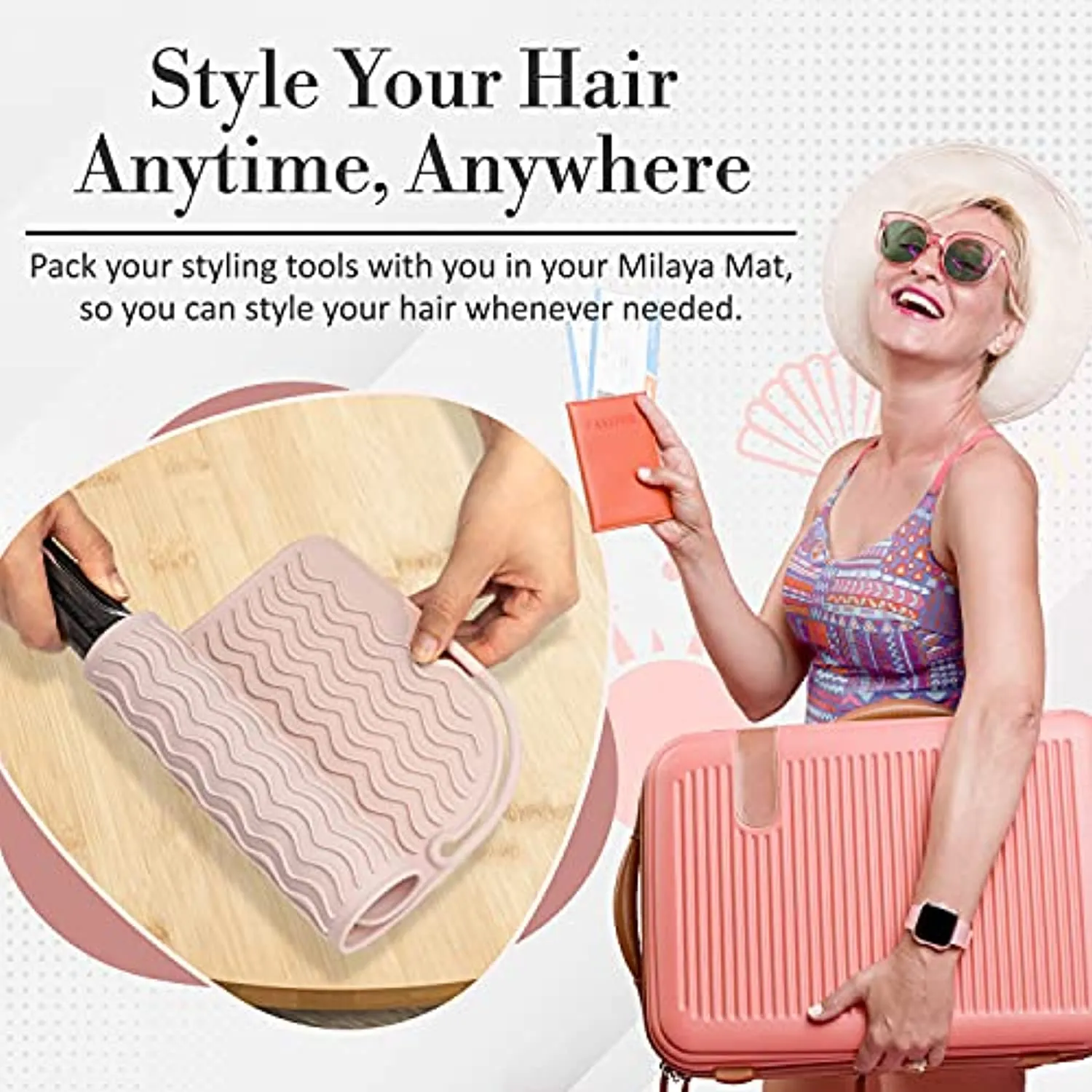 Professional Large Silicone Heat Resistant Styling Station Mat for All Hair Irons, Curling Iron, Straightener Pad, Iron Flat Hair, Hair Tools Appliances Hair Dryer Salon Tools Hair Stylist - Rose Gold