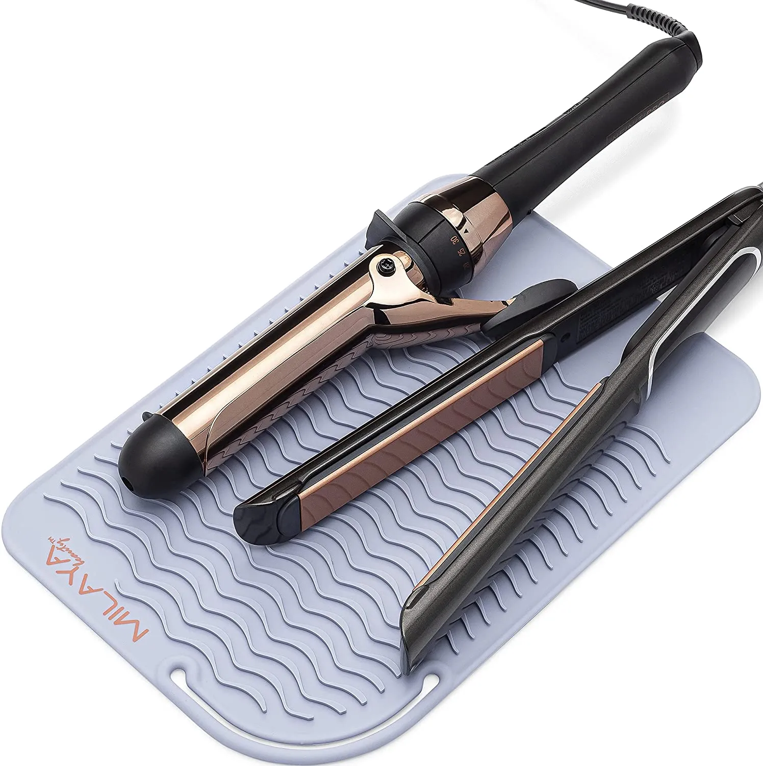 Professional Large Silicone Heat Resistant Styling Station Mat for All Hair Irons, Curling Iron, Straightener Pad, Iron Flat Hair, Hair Tools Appliances Hair Dryer Salon Tools Hair Stylist - Rose Gold