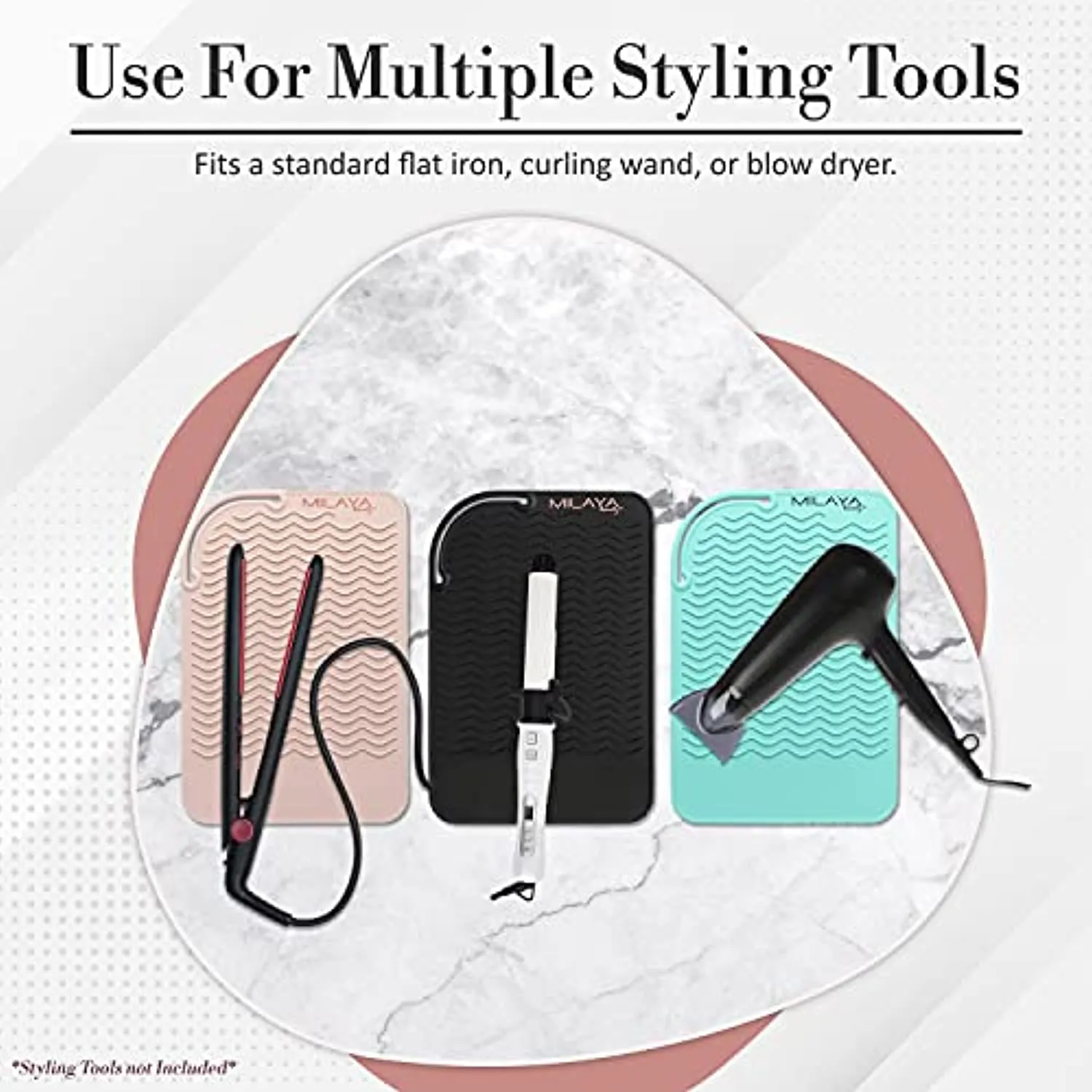 Professional Large Silicone Heat Resistant Styling Station Mat for All Hair Irons, Curling Iron, Straightener Pad, Iron Flat Hair, Hair Tools Appliances Hair Dryer Salon Tools Hair Stylist - Rose Gold