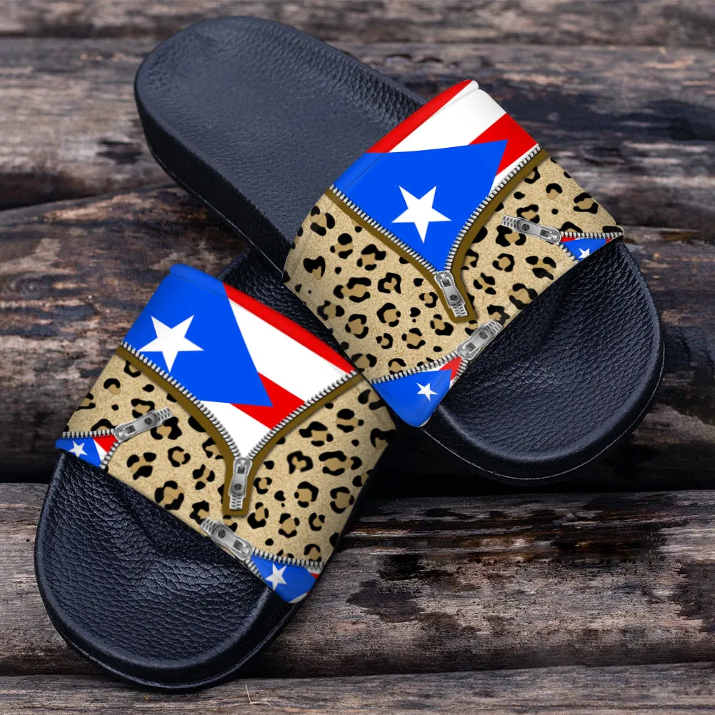 Puerto Rico Flag Custom Slide Sandals With Pattern
