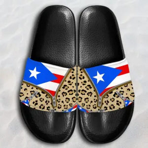 Puerto Rico Flag Custom Slide Sandals With Pattern