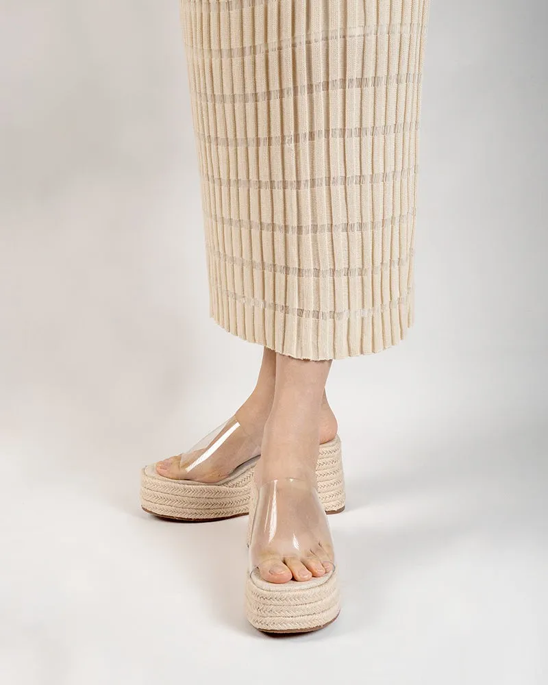 PVC Transparent Espadrilles Platform Chunky Heel Slides Wedge Sandals