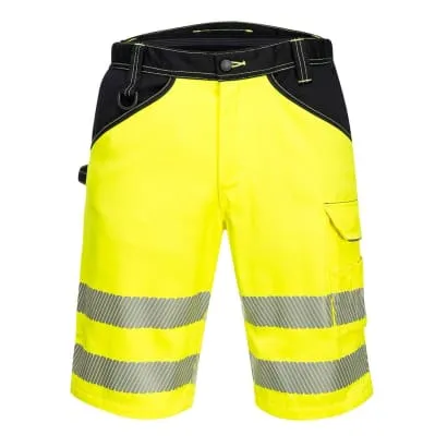 PW3 Hi Vis Men's work Shorts Elasticated Waist Class 1 Portwest -PW348