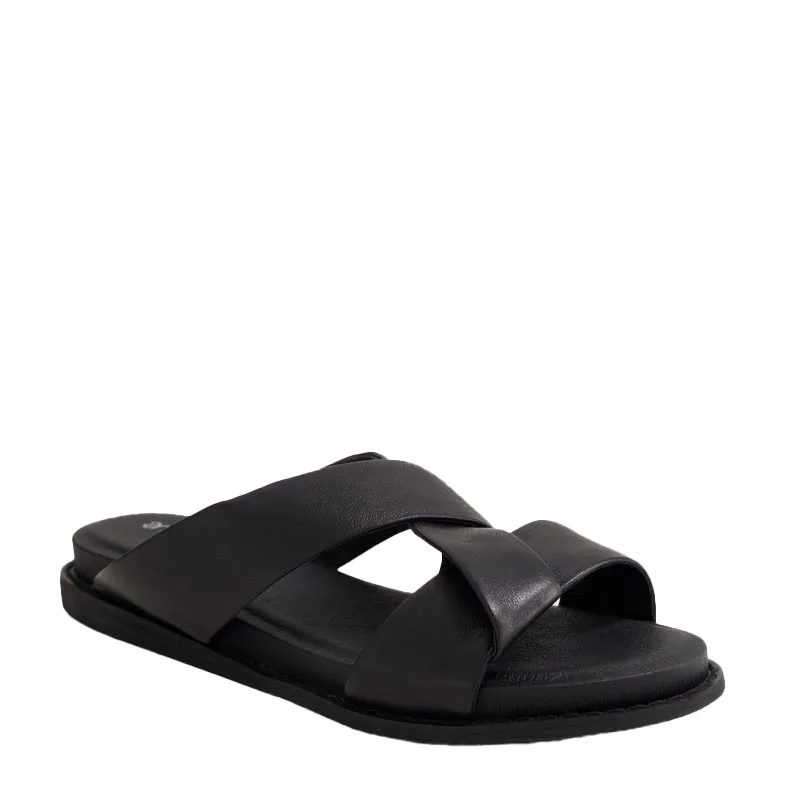 QUIETLY - BLACK LEATHER - BLACK SOLE