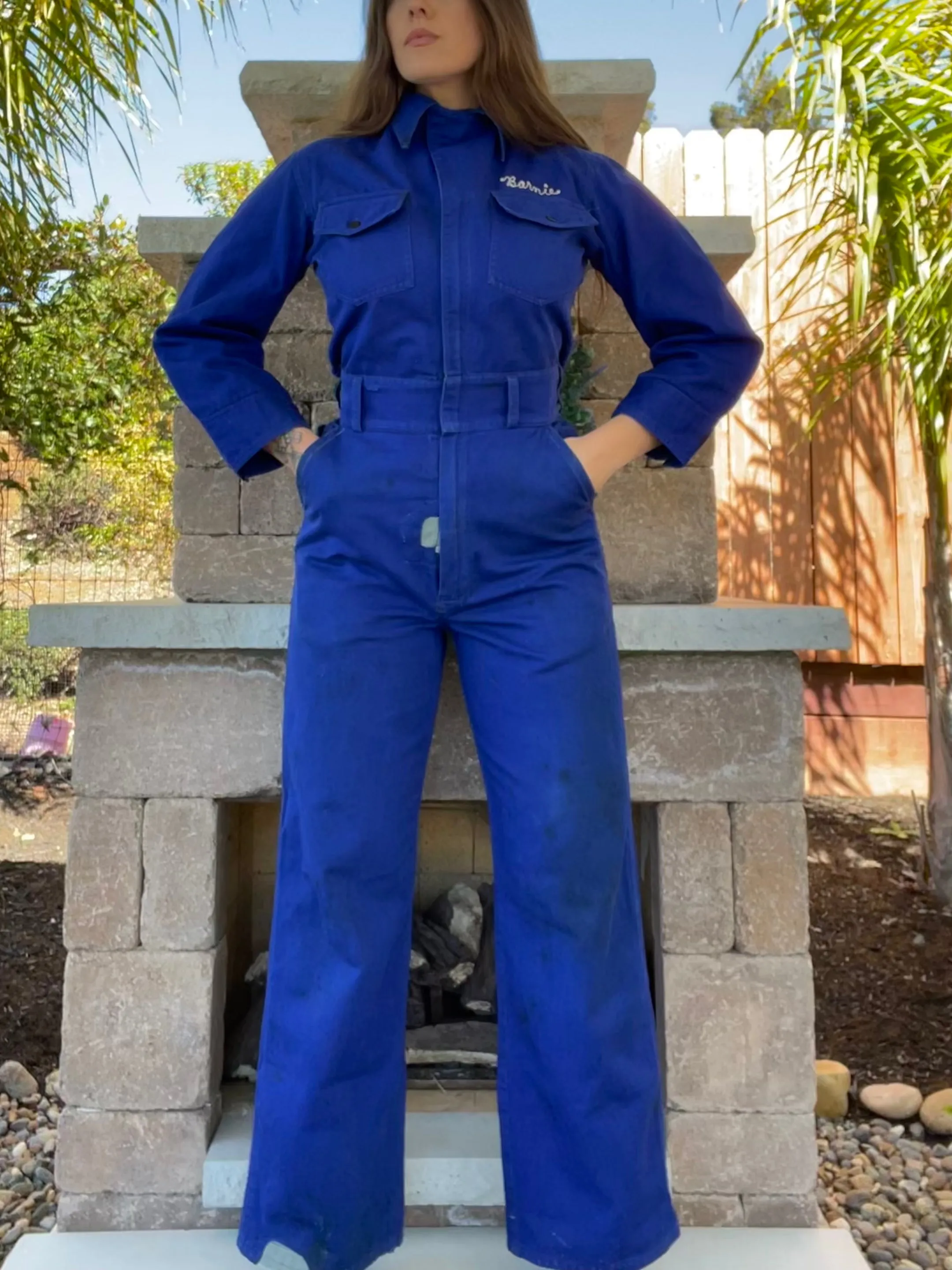 RARE ‘Barnie’( His   Hers ) Chainstiched 1930s/1940s Indigo Motorcycle Coveralls