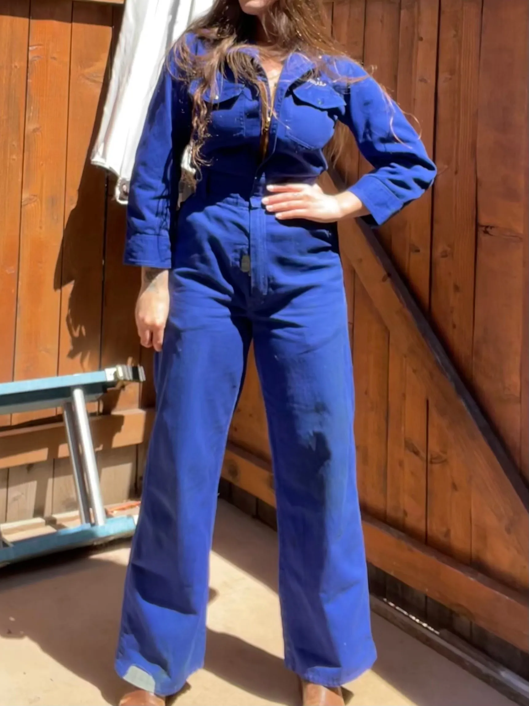RARE ‘Barnie’( His   Hers ) Chainstiched 1930s/1940s Indigo Motorcycle Coveralls