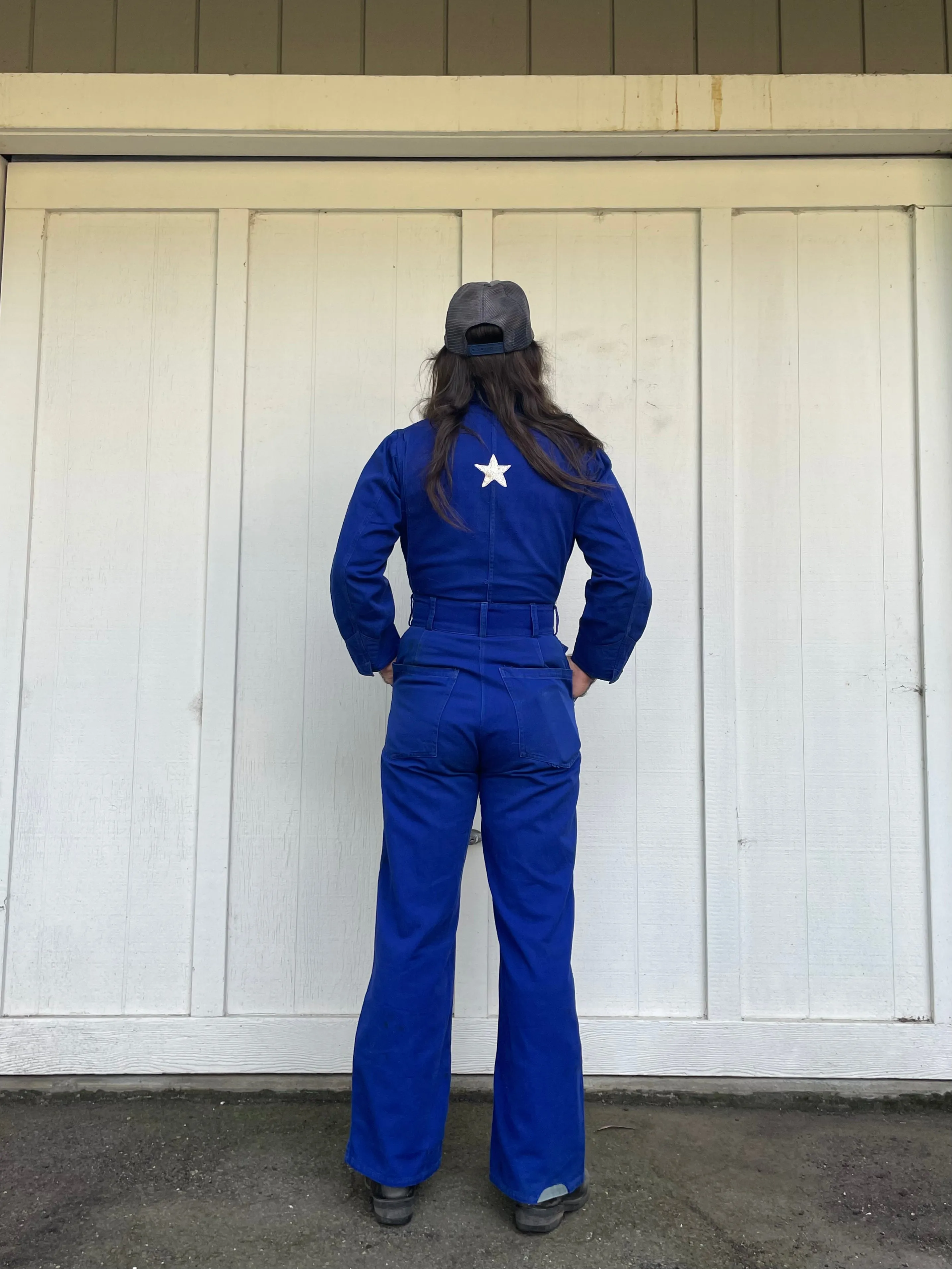 RARE ‘Barnie’( His   Hers ) Chainstiched 1930s/1940s Indigo Motorcycle Coveralls