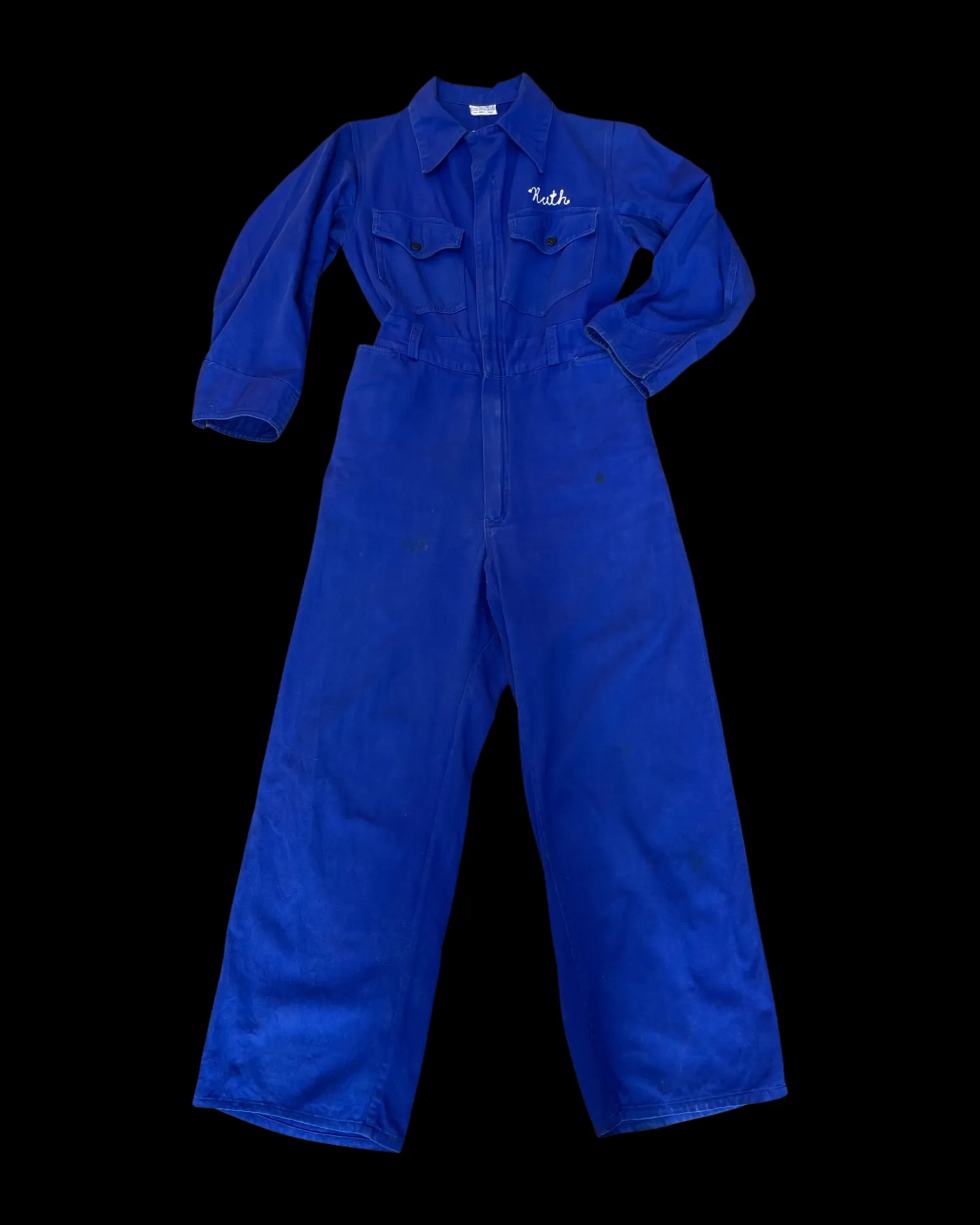 RARE ‘Ruth’ ( His   Hers ) Ladies 1930s/1940s Indigo Chain Stitched ' Fort Worth Lone Star Motorcycle Club' Coveralls