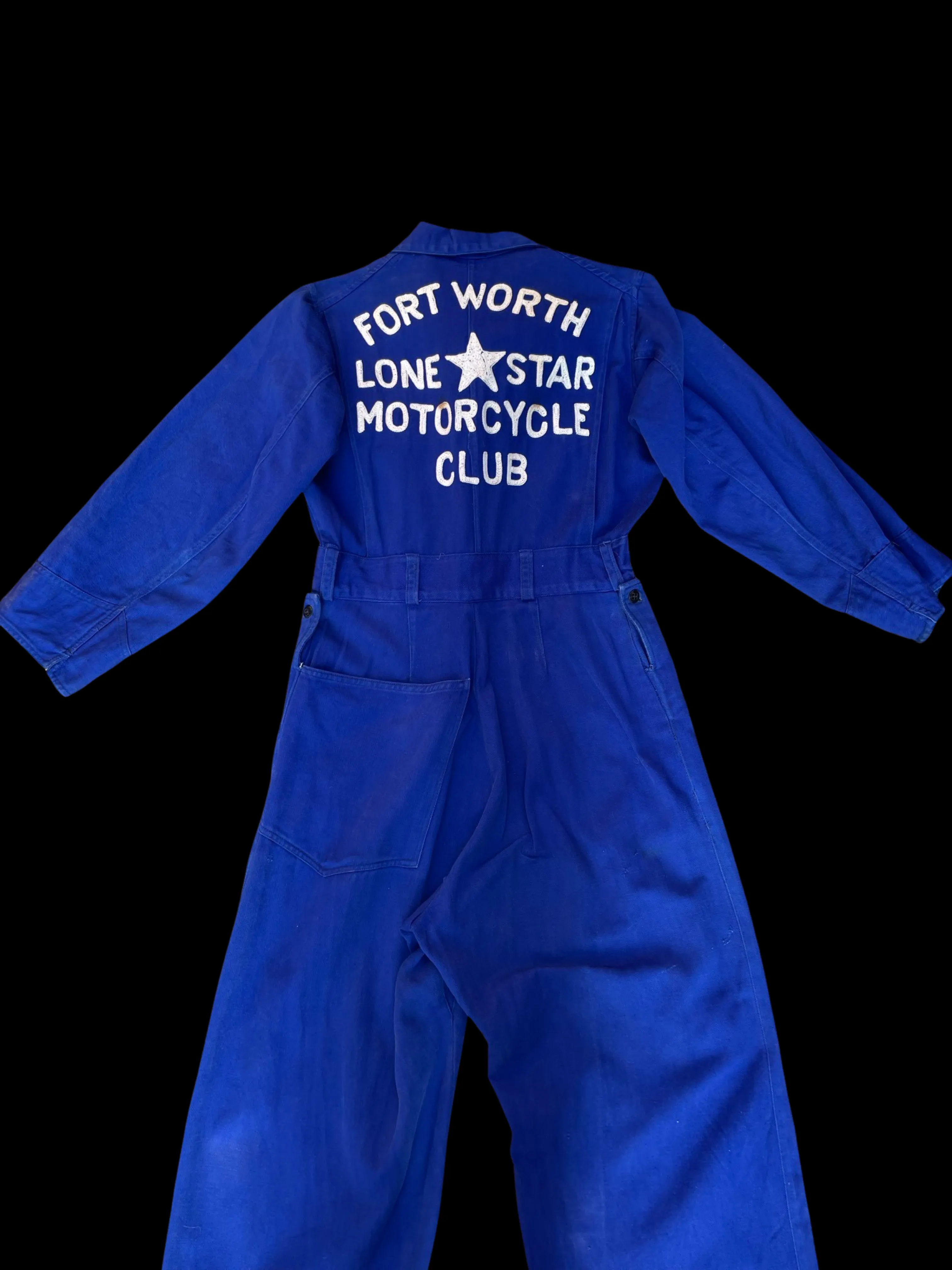 RARE ‘Ruth’ ( His   Hers ) Ladies 1930s/1940s Indigo Chain Stitched ' Fort Worth Lone Star Motorcycle Club' Coveralls