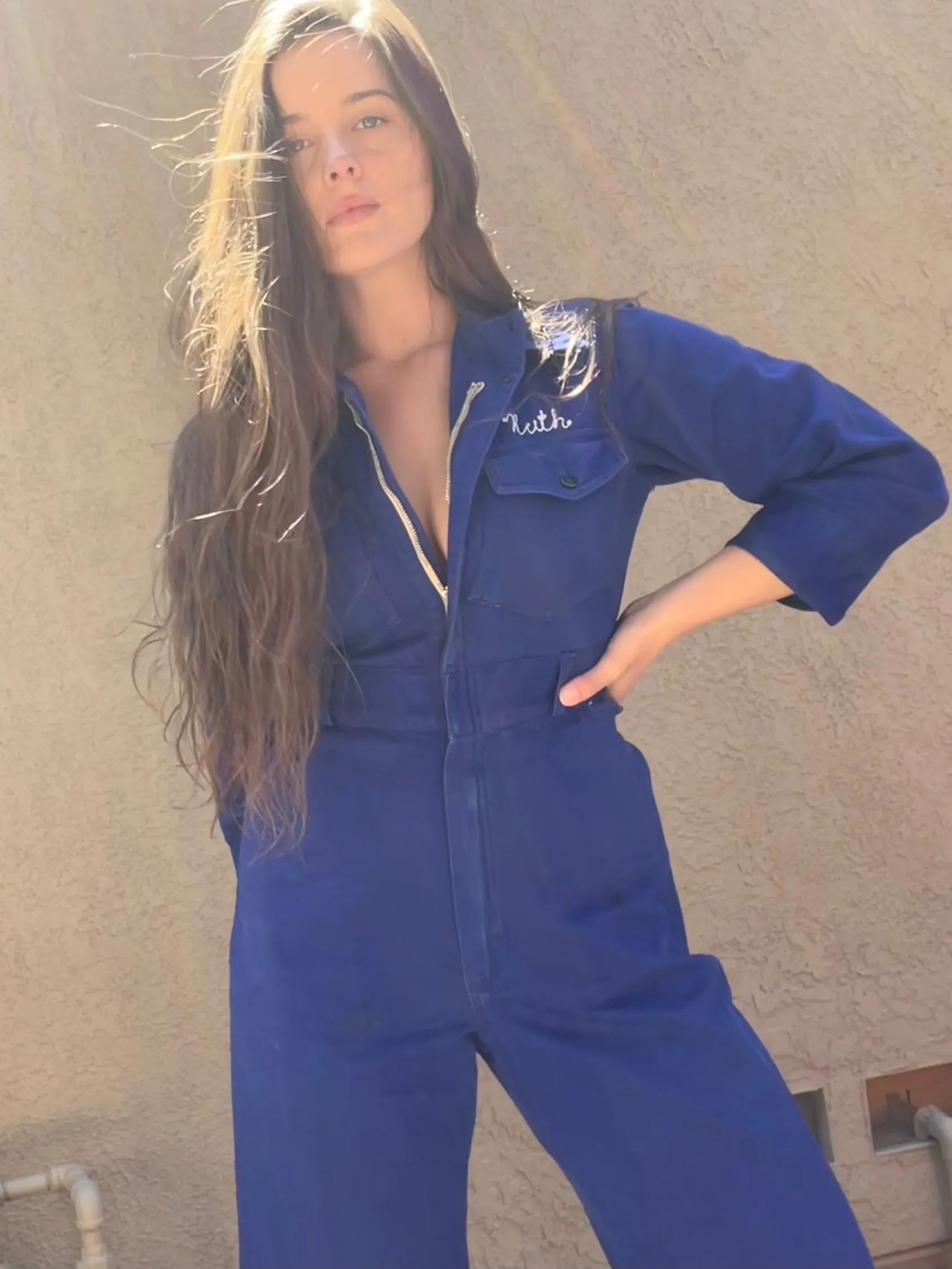 RARE ‘Ruth’ ( His   Hers ) Ladies 1930s/1940s Indigo Chain Stitched ' Fort Worth Lone Star Motorcycle Club' Coveralls