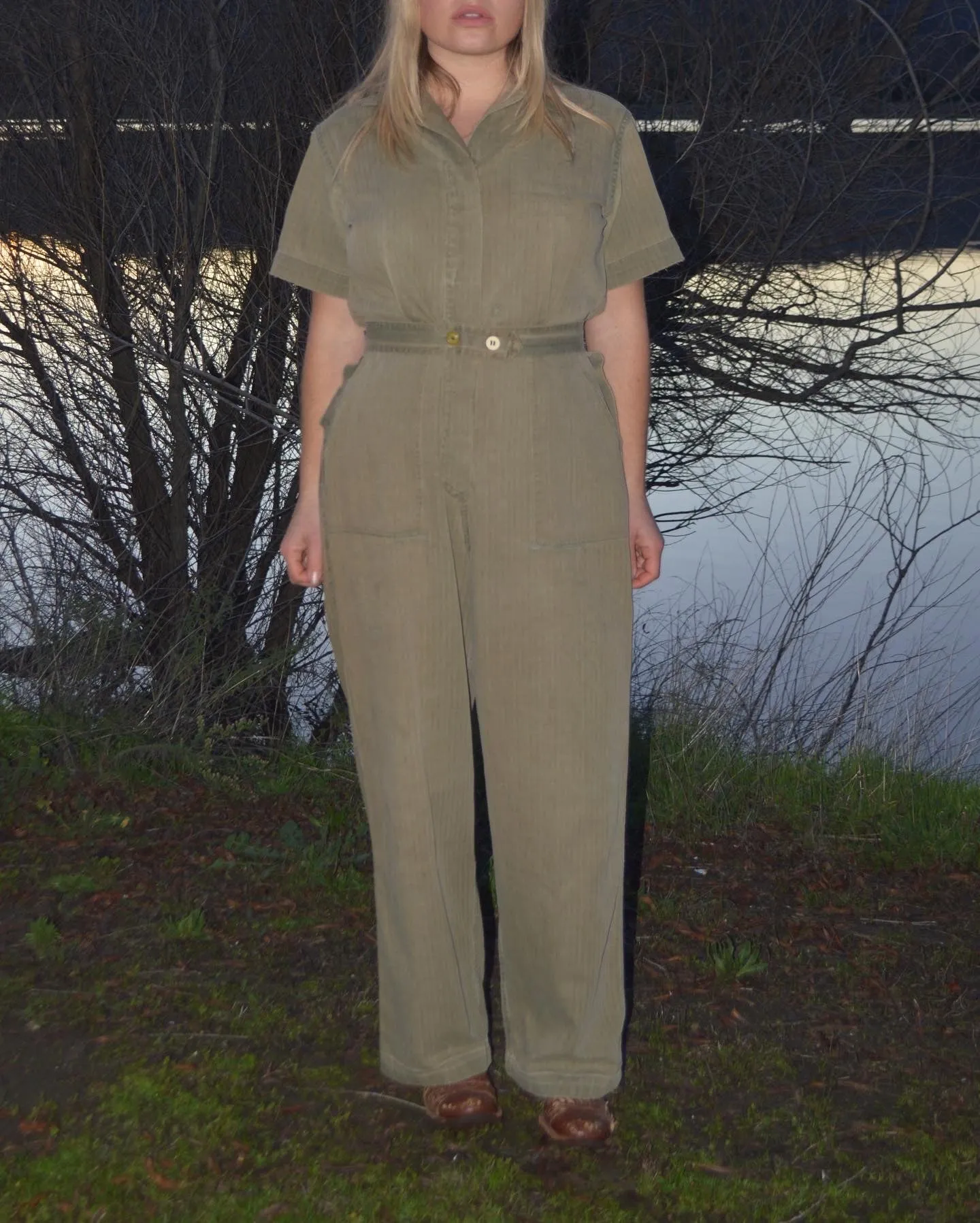 RARE WWII Era Women's Workwear HBT Coveralls Button Back