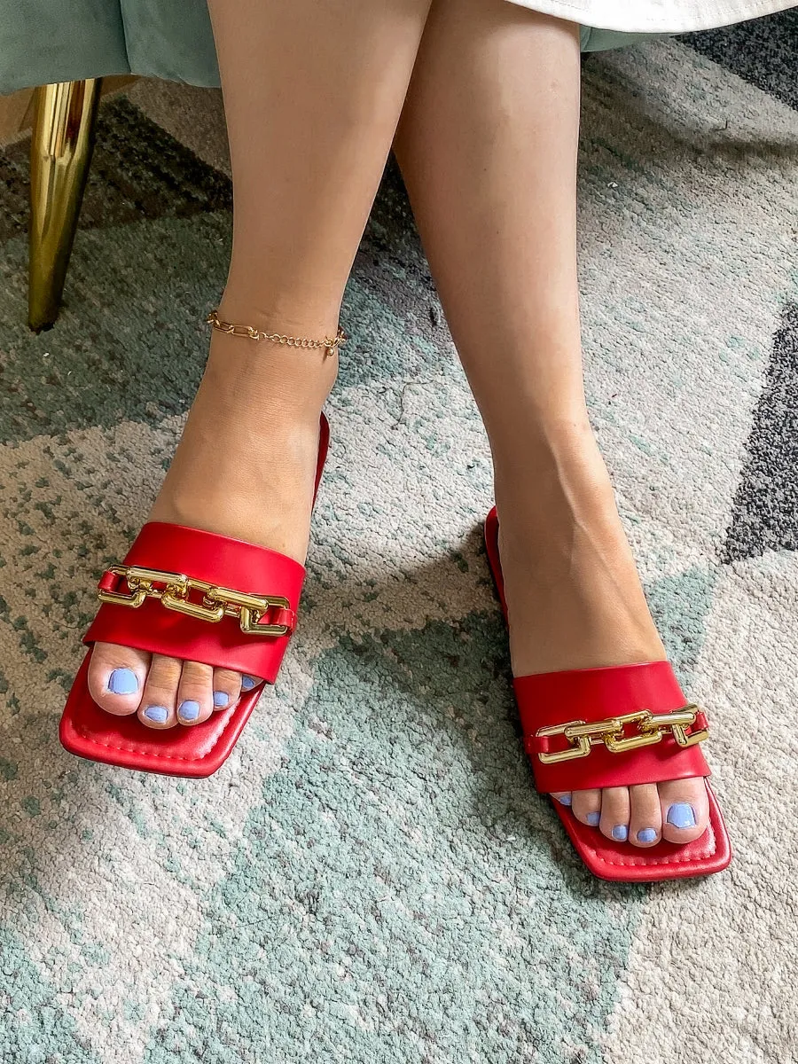 Red Chain-Accent Slide