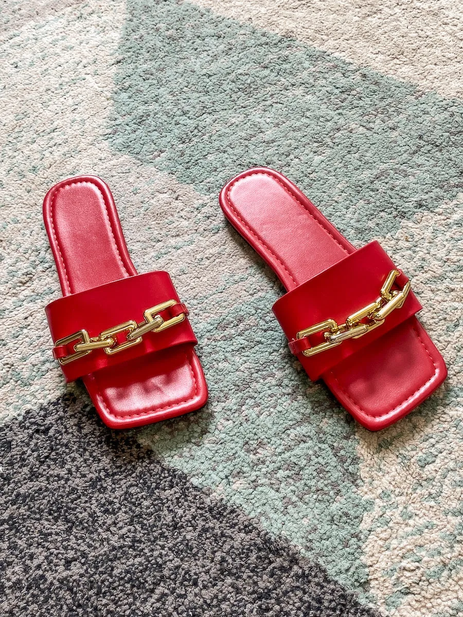 Red Chain-Accent Slide