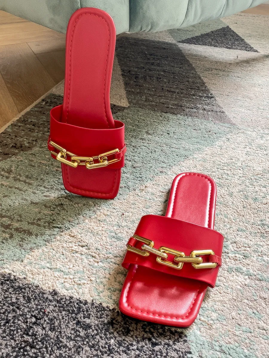 Red Chain-Accent Slide