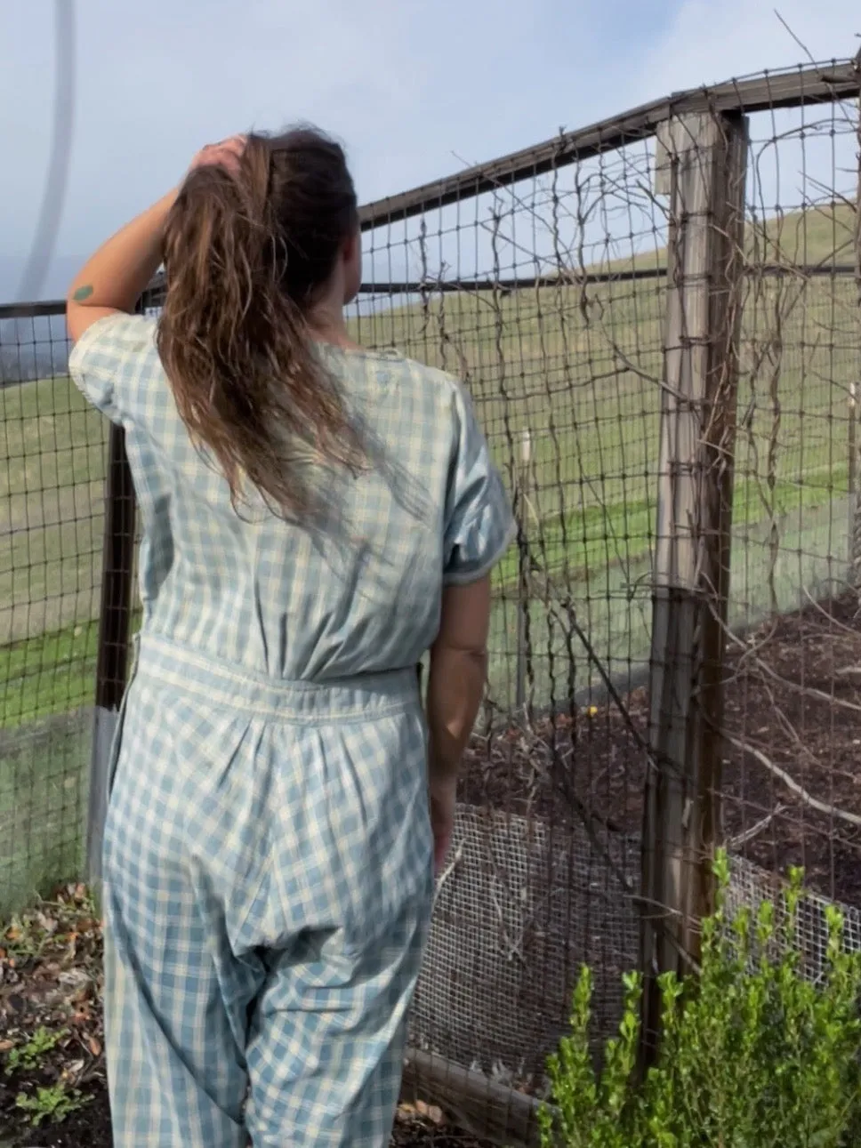 RESERVED RARE 1910s Homespun Gingham Workwear Jumpsuit