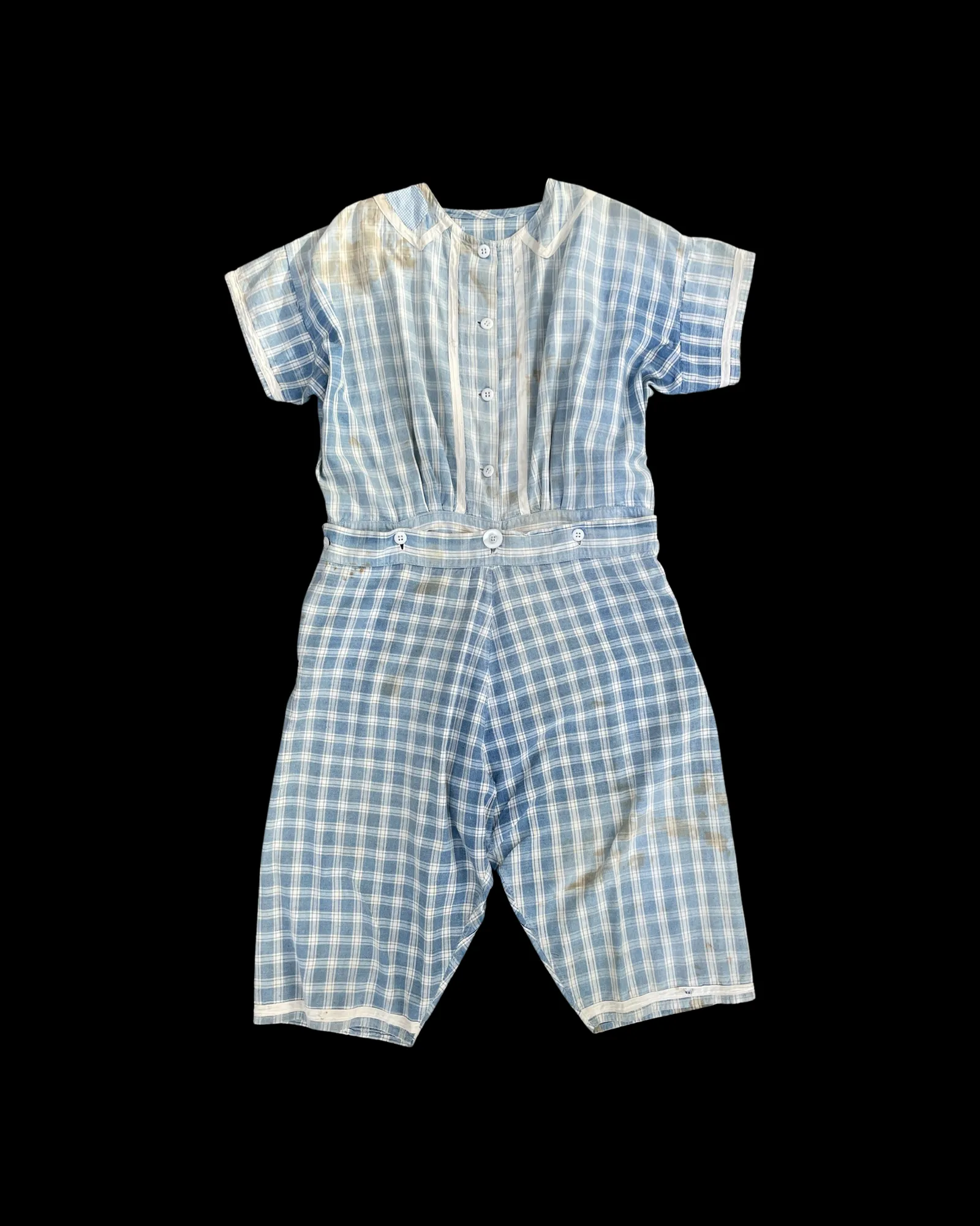 RESERVED RARE 1910s Homespun Gingham Workwear Jumpsuit
