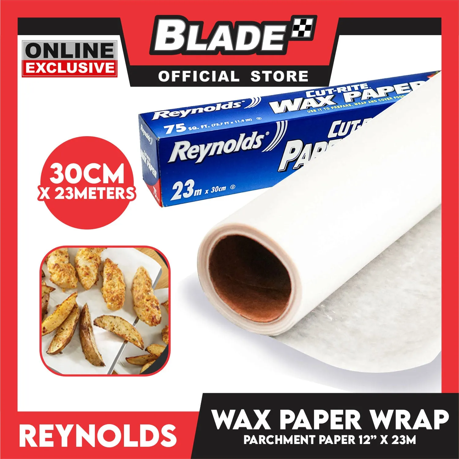 Reynolds Cut-Rite Wax Paper 12'' x 23m Parchment Paper Wrap for Snacks