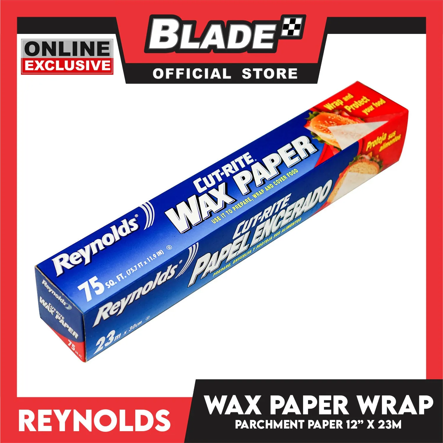Reynolds Cut-Rite Wax Paper 12'' x 23m Parchment Paper Wrap for Snacks