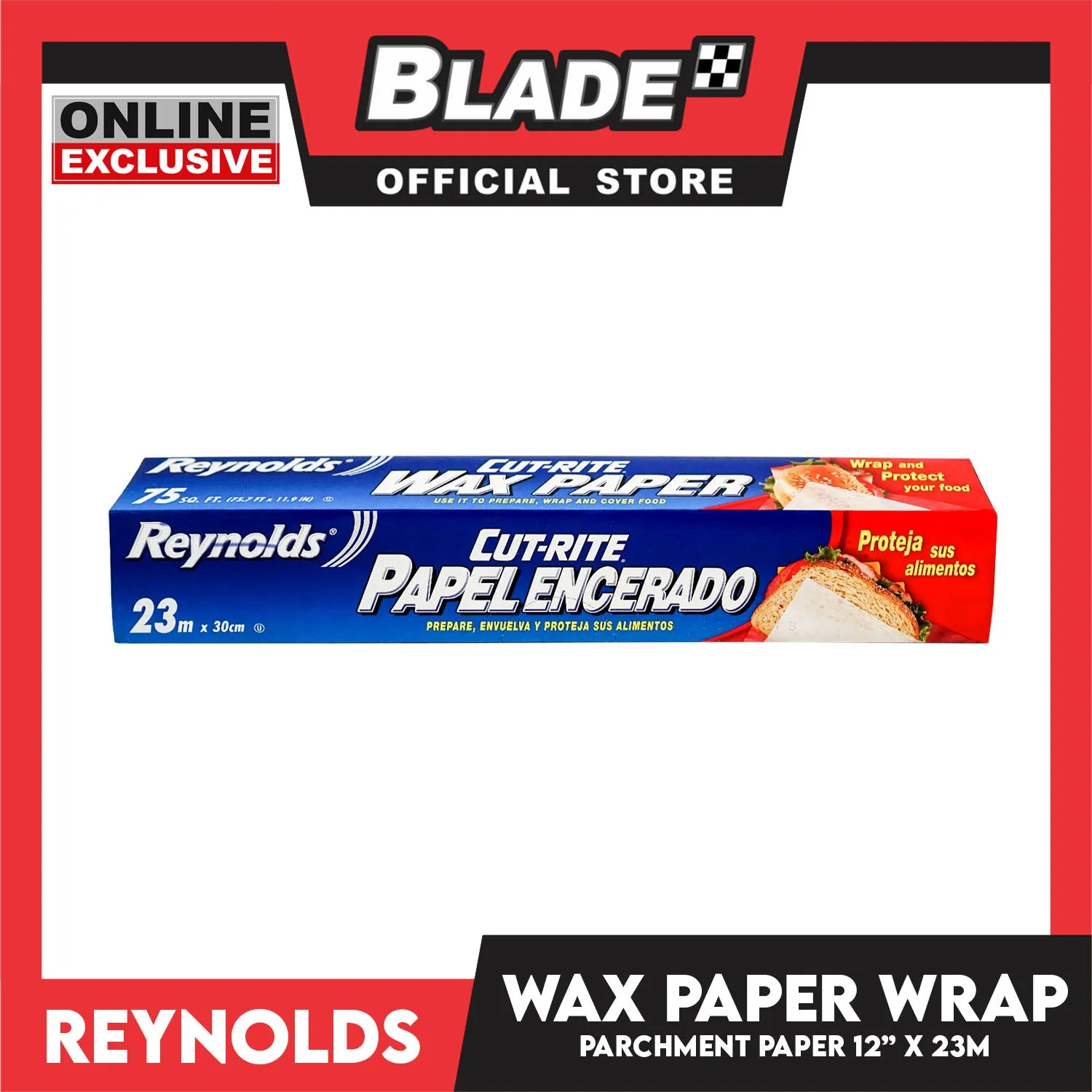 Reynolds Cut-Rite Wax Paper 12'' x 23m Parchment Paper Wrap for Snacks