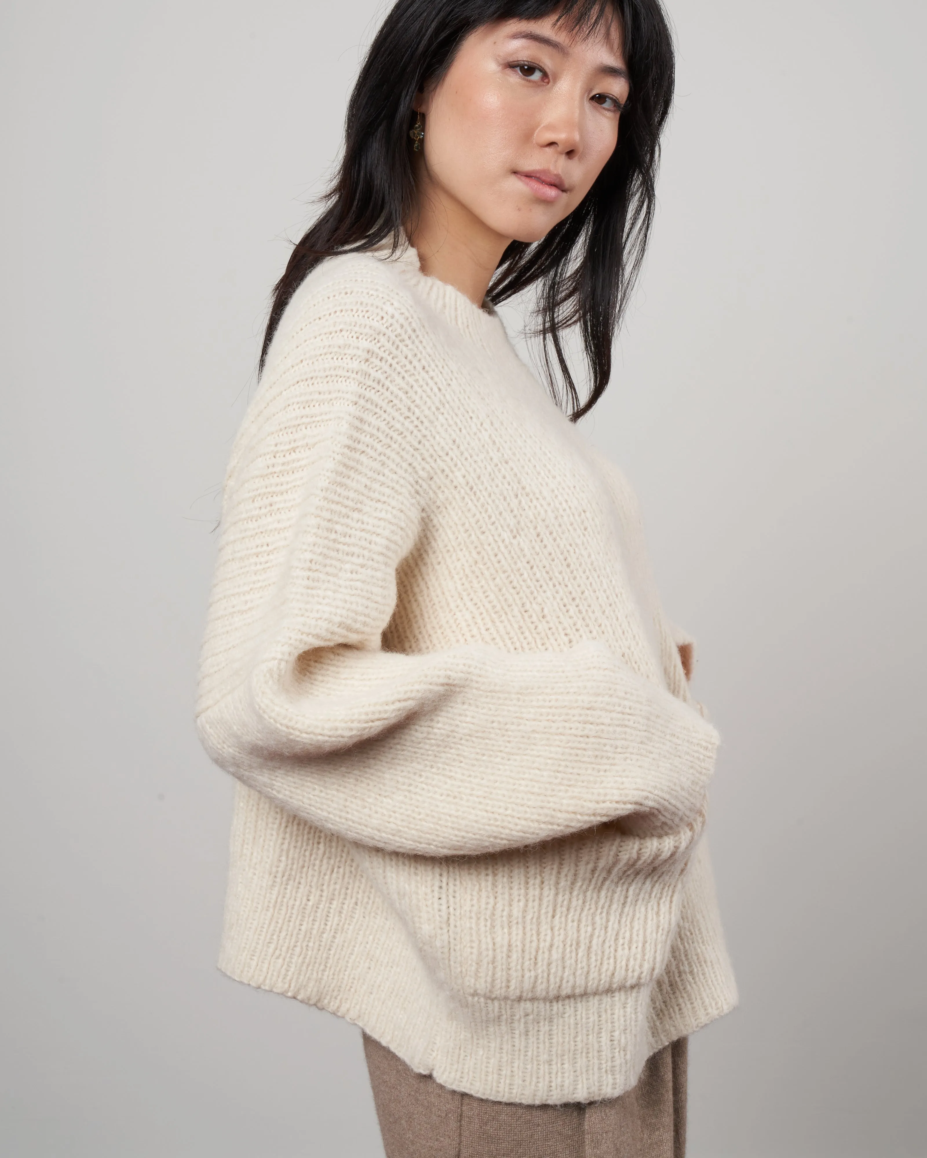 rib pocket pullover - raw white
