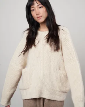rib pocket pullover - raw white