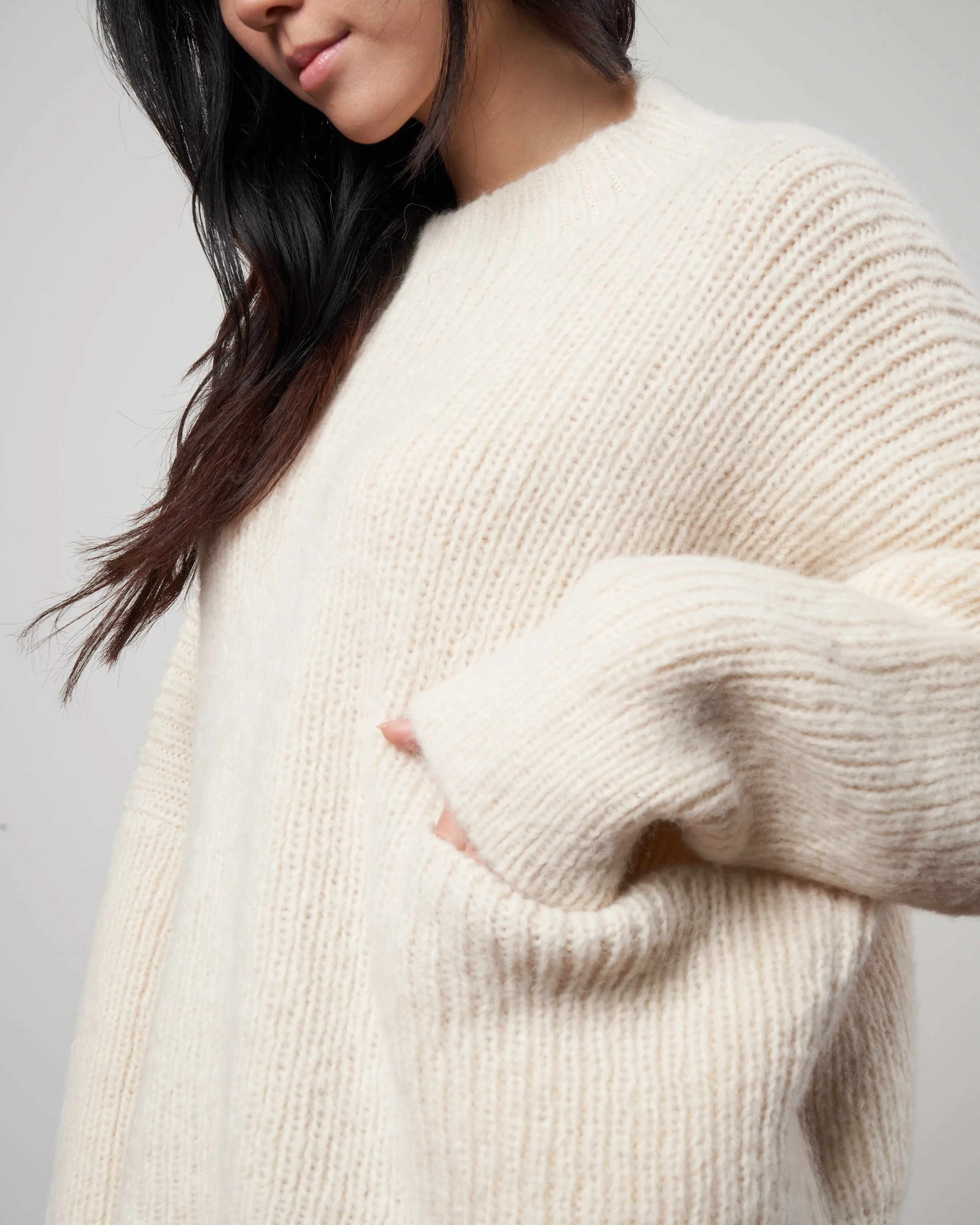 rib pocket pullover - raw white