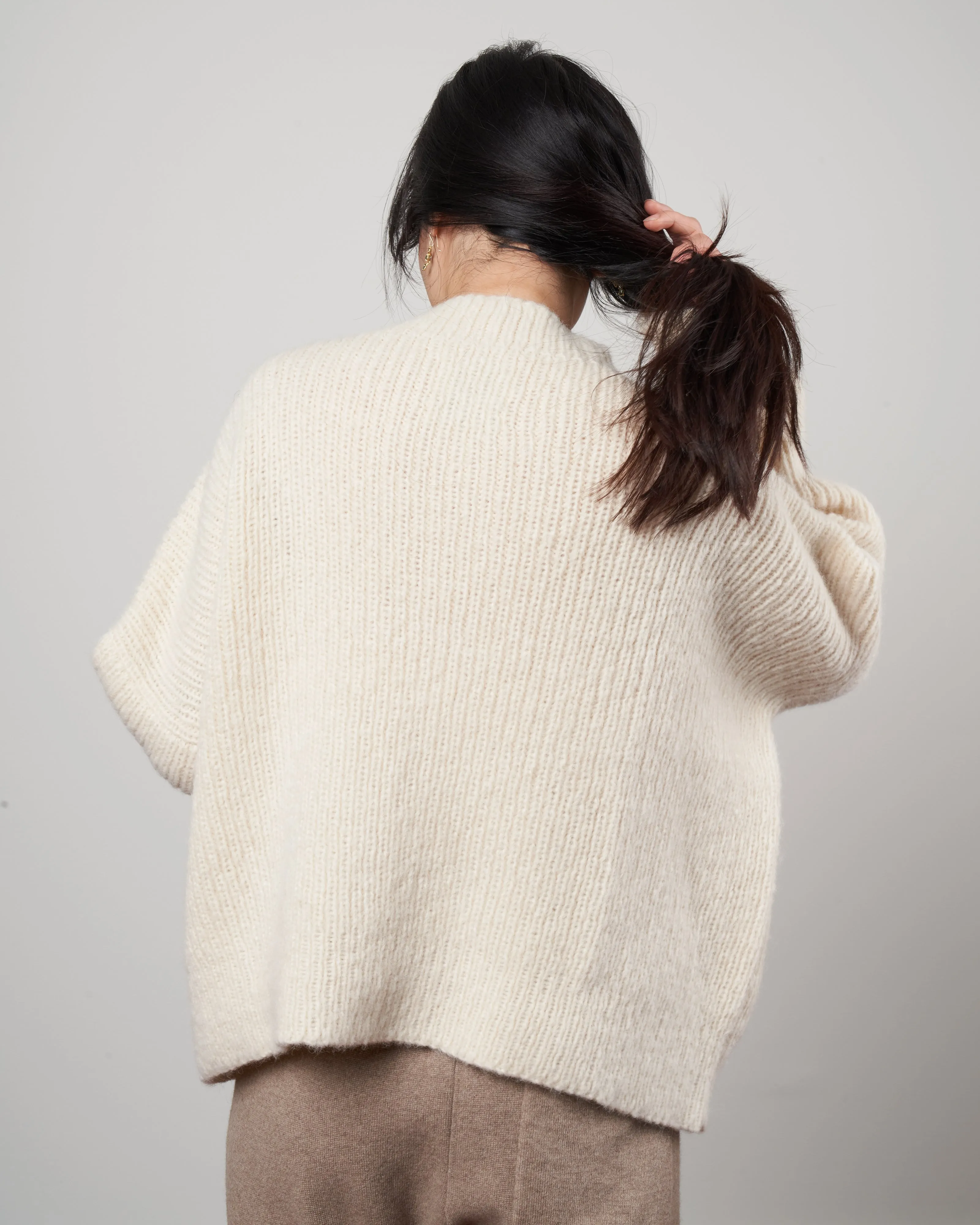 rib pocket pullover - raw white