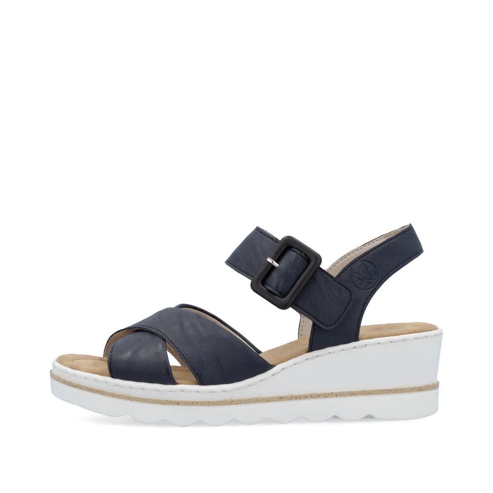 Rieker Strappy Wedge Sandal Navy