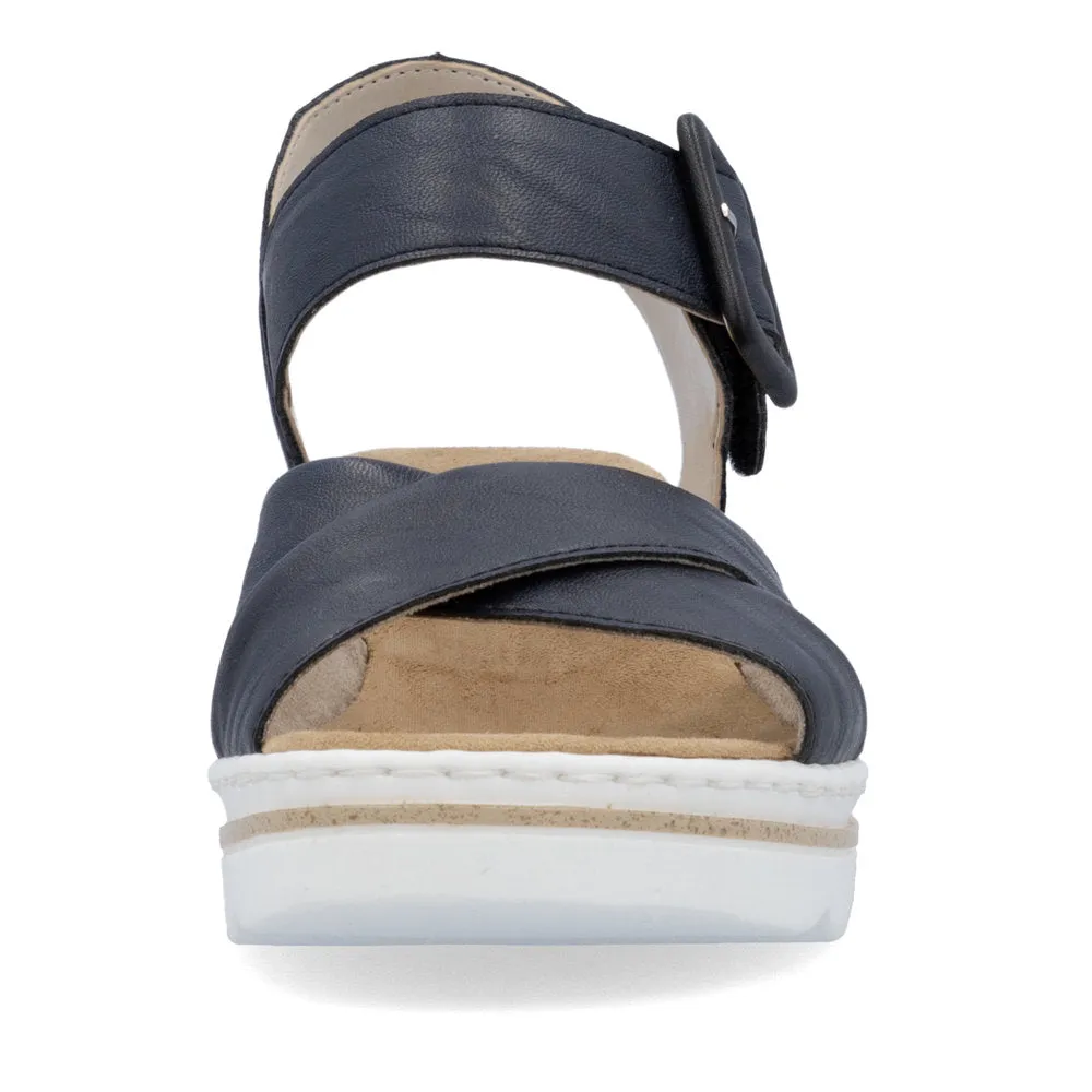 Rieker Strappy Wedge Sandal Navy