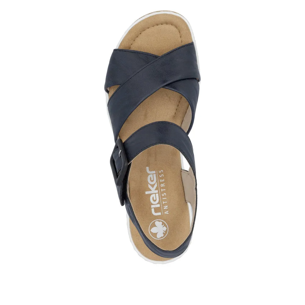 Rieker Strappy Wedge Sandal Navy