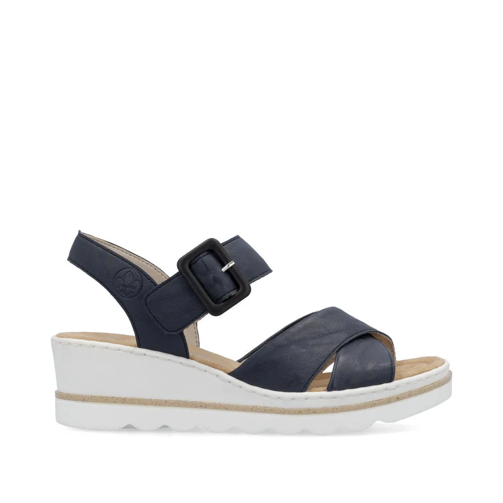 Rieker Strappy Wedge Sandal Navy