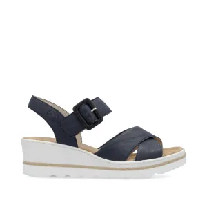 Rieker Strappy Wedge Sandal Navy