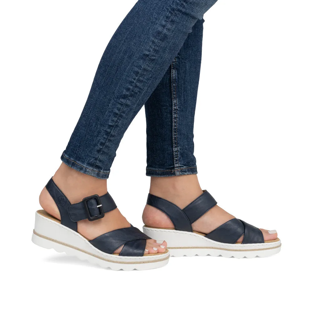 Rieker Strappy Wedge Sandal Navy