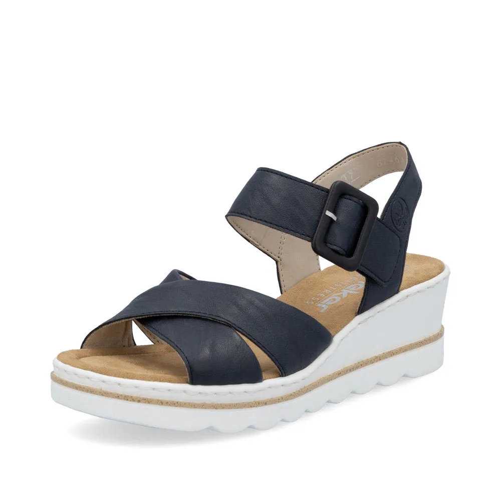 Rieker Strappy Wedge Sandal Navy