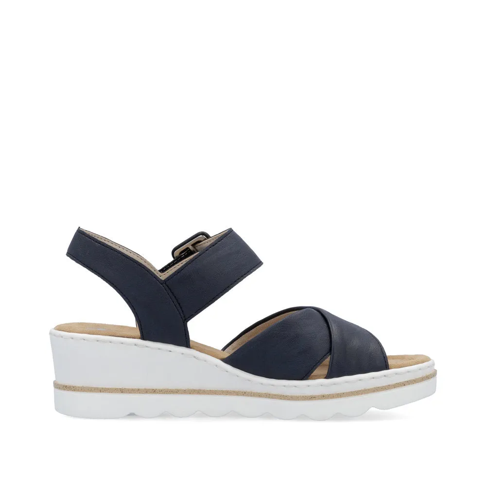 Rieker Strappy Wedge Sandal Navy