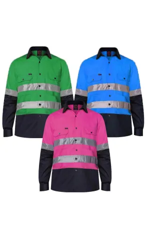 Ritemate Hi Vis Open Front Long Sleeve 3M Tape Shirt