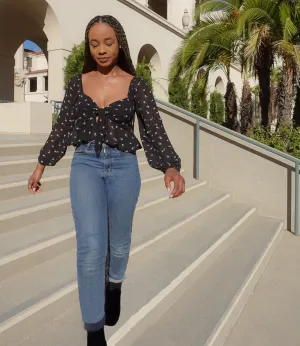 Salt & Pepper Floral Top(Black)