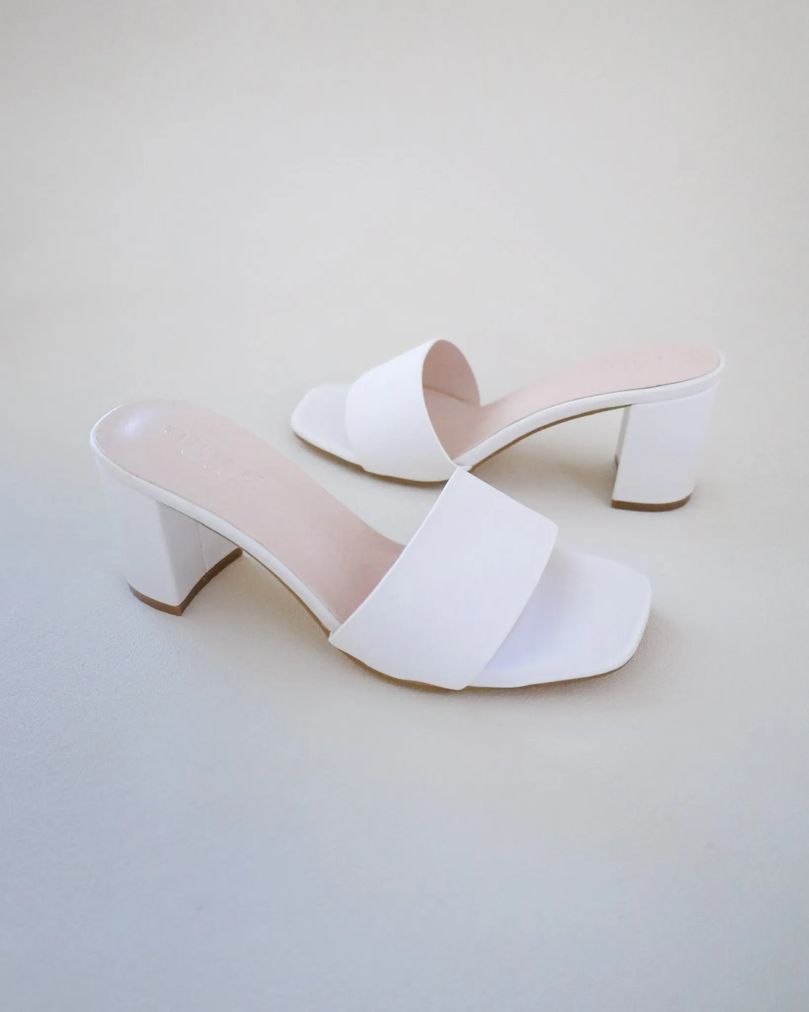 Satin Block Heels Slide Wedding Sandals